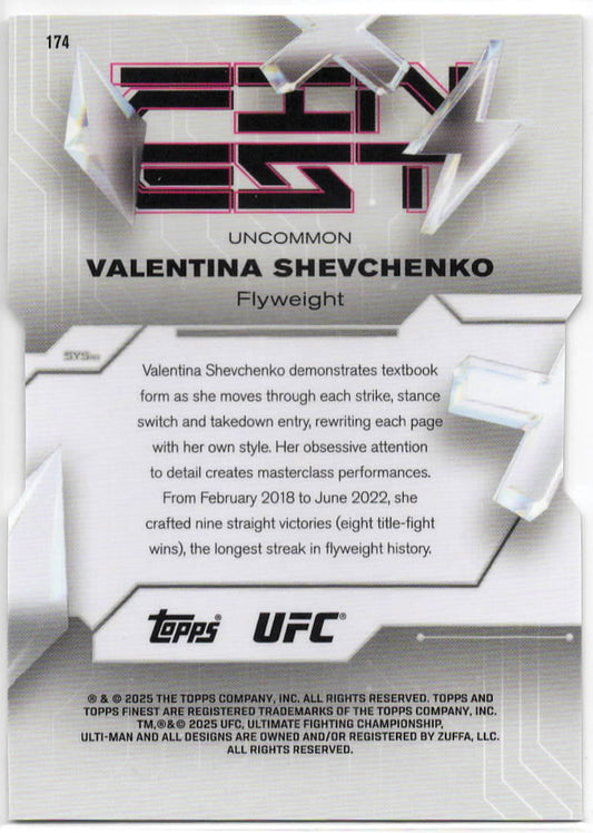 UFC - 2025 Topps Finest - Valentina Shevchenko - Serialized Die-Cut - 41/50 - #174 - Mint