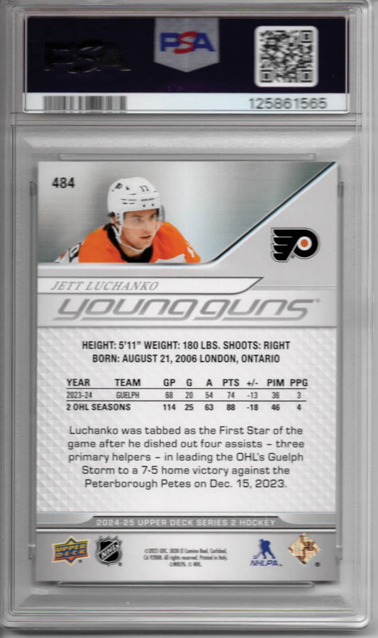 NHL - 2024 Upper Deck Young Guns - Jett Luchanko - #484 - MINT - PSA 9