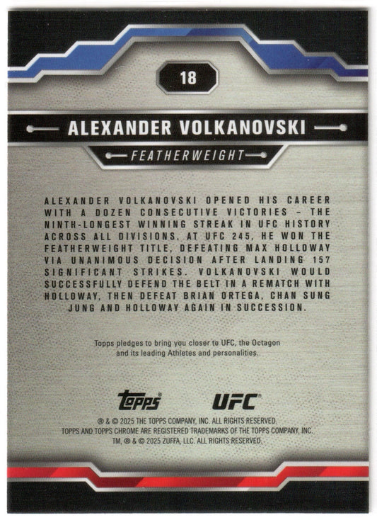 UFC - 2025 Topps Chrome - Alexander Volkanovski - X-FRACTOR - #18 - NM