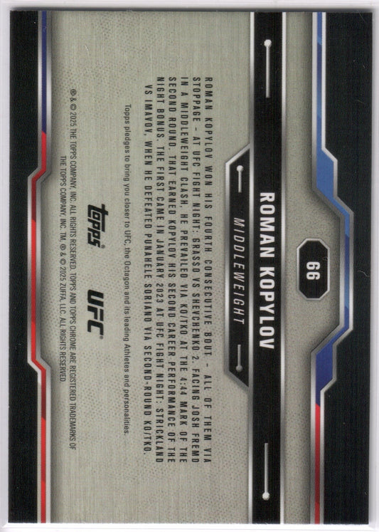 UFC - 2025 Topps Chrome - Roman Kopylov - SERIALIZED BLUE REFRACTOR - 49/150 - #66 - NM