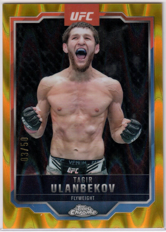 UFC - 2025 Topps Chrome - Tagir Ulanbekov - Serialized (03/50) Gold Wave Refractor #109 - NM