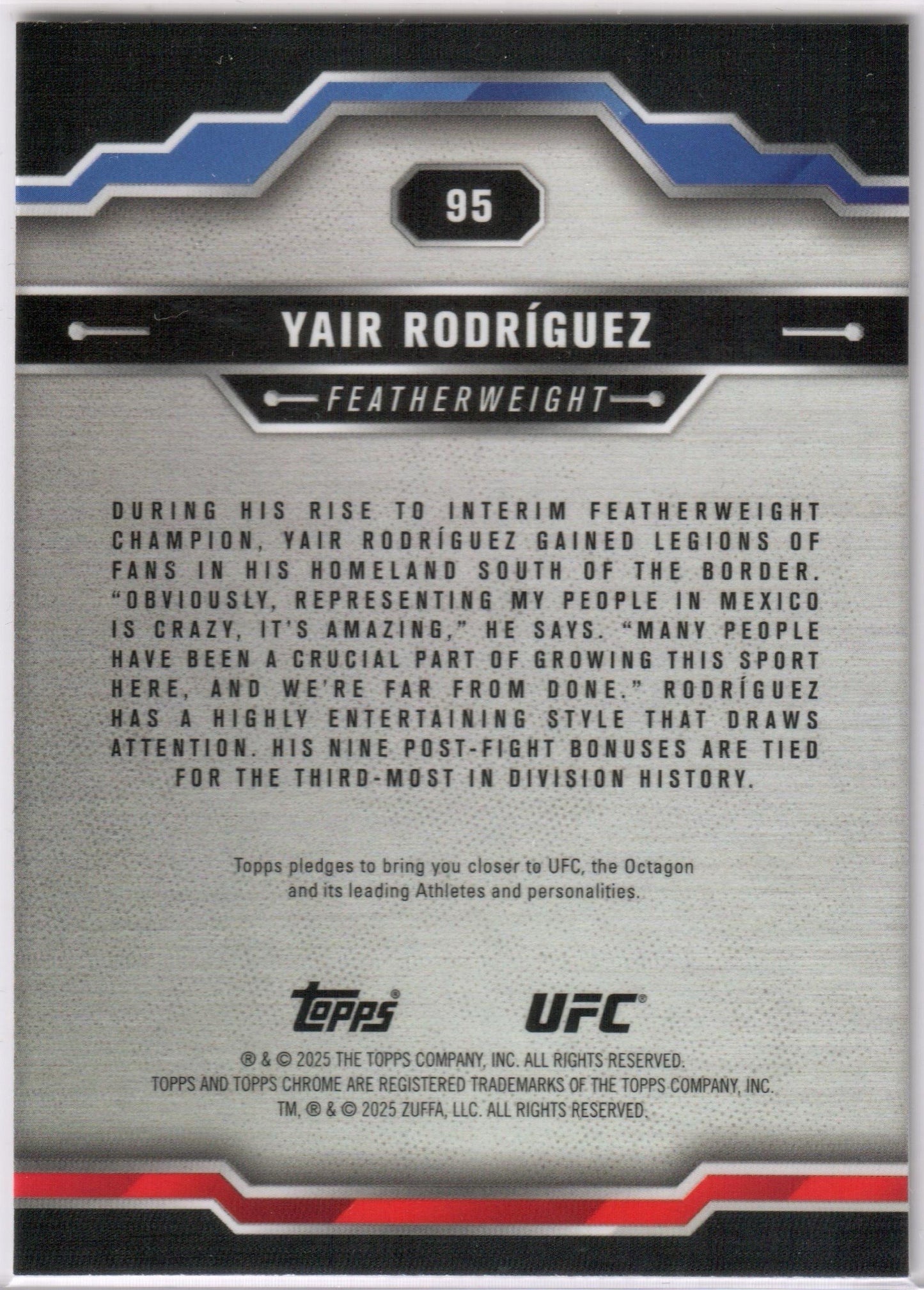 UFC - 2025 Topps Chrome - Yair Rodriguez - #95 - NM