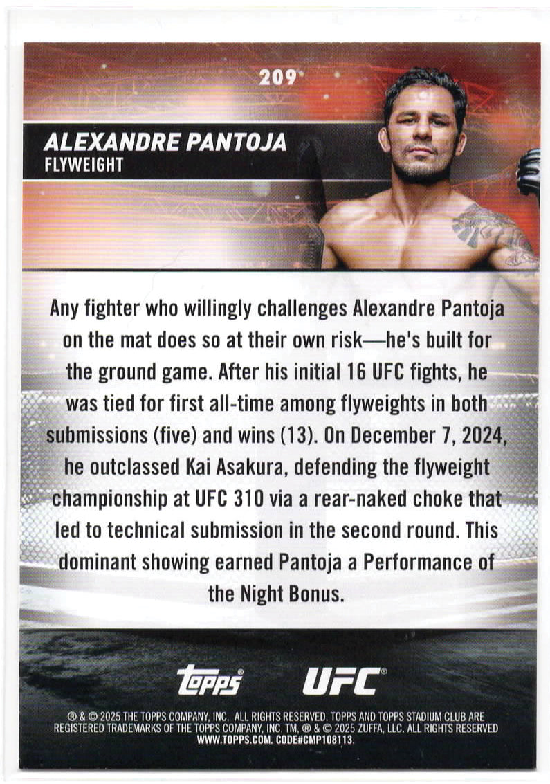 UFC - 2025 Stadium Club - Alexandre Pantoja - Image Variation - #209 - Mint