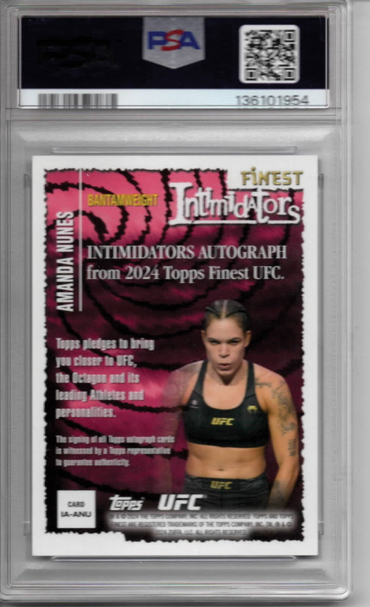 UFC - 2024 Topps Finest - Amanda Nunes - AUTOGRAPHED and SERIALIZED Blue Checkerboard Intimidators - 25/75 - #IA-ANU - PSA 9 - MINT