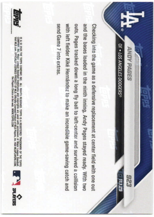 MLB - 2025 Topps NOW - Andy Pages - 11/01/2025 - 923 - Mint