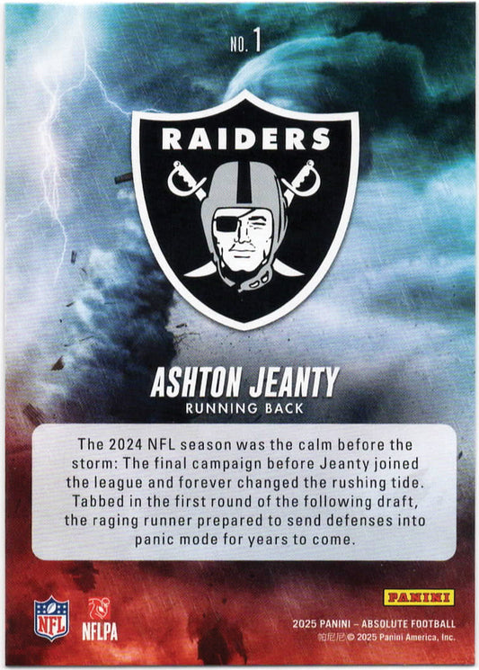 NFL - 2025 Panini Absolute - Ashton Jeanty Rookie By Storm Silver - #1 - Near Mint