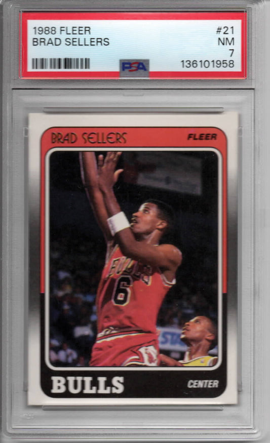 NBA - 1988 Fleer - Brad Sellers - #21 - NEAR MINT - PSA 7