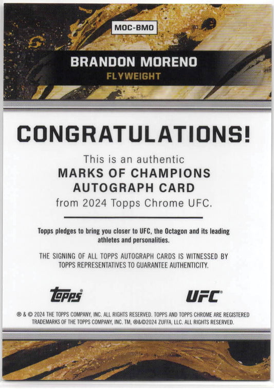 UFC - 2024 Topps Chrome - Brandon Moreno AUTOGRAPHED - #MOC-BMO - NM/M