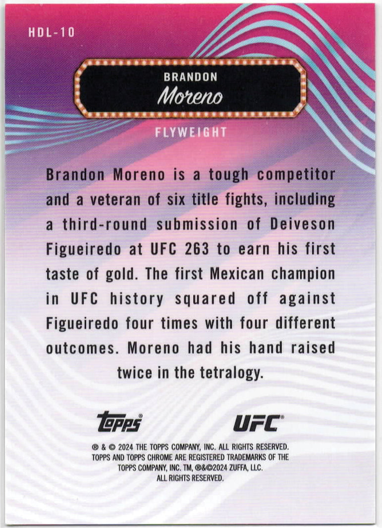 UFC - 2024 Topps Finest - Brandon Moreno Green Shimmer 03/93 - #HDL-10 - Mint