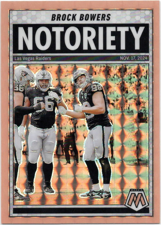 NFL - 2025 Panini Mosaic - Brock Bowers Orange Fluorescent NOTORIETY Prizm - 10 - Mint