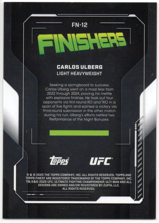 UFC - 2025 Topps Finest - Carlos Ulberg Finishers- SERIALIZED - 18/50 - #FN-12 - Mint