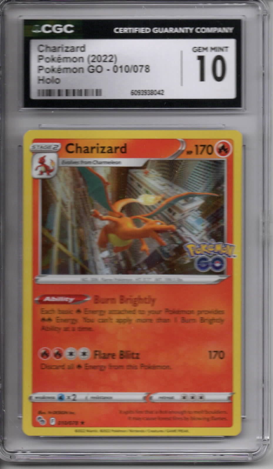 Pokemon TCG - 2022 Pokemon Go Stamped - Charizard - #010/078 - GEM MINT - CGC 10
