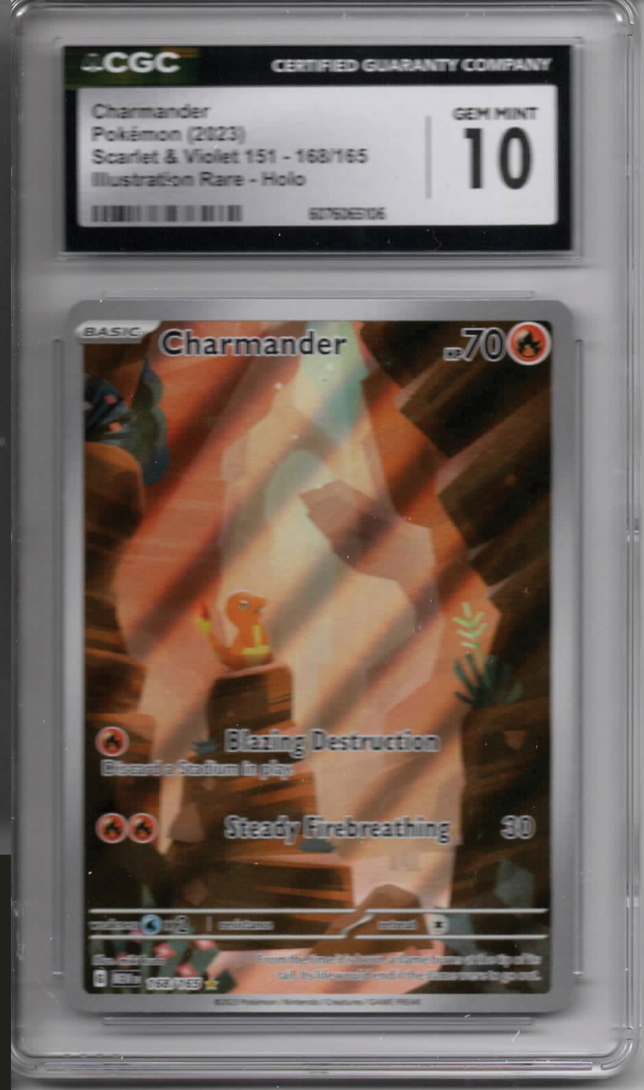 Pokemon TCG - 2023 151 - Charmander Illustration Rare - #168/165 - GEM MINT - CGC 10