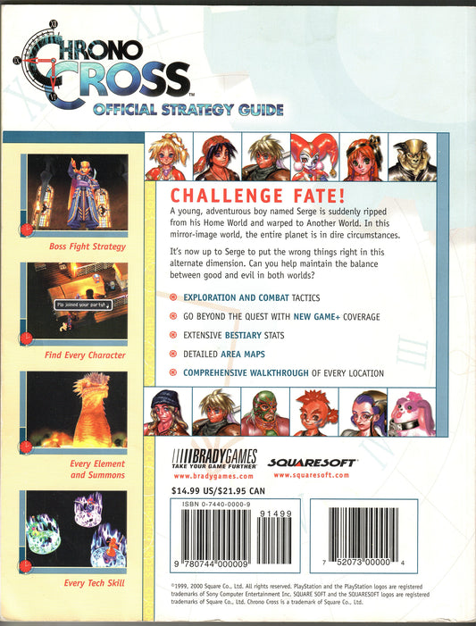 Brady Games - Chrono Cross Official Strategy Guide - 2000 - Very Good Condition