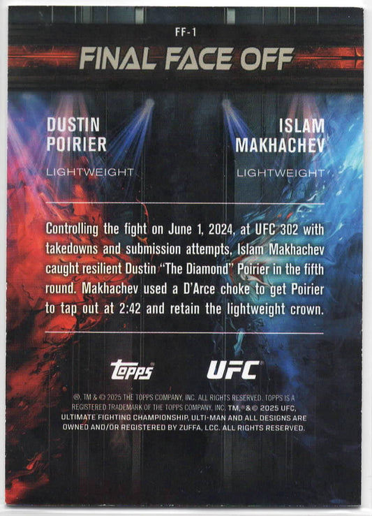UFC - 2025 Topps Knockout - Final Face Off: Dustin Porier and Islam Makhachev /99 - #FF-1 - VG
