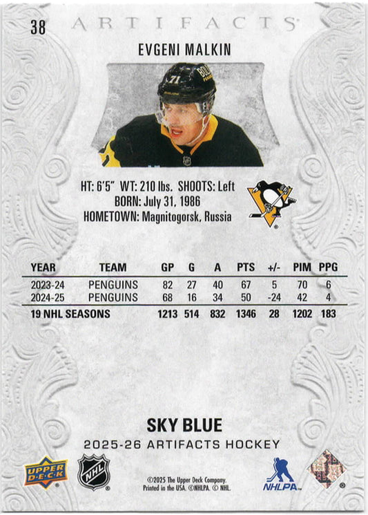 NHL - 2025/2026 Upper Deck Artifacts - Evgeni Malkin SKY BLUE - #38 - Mint