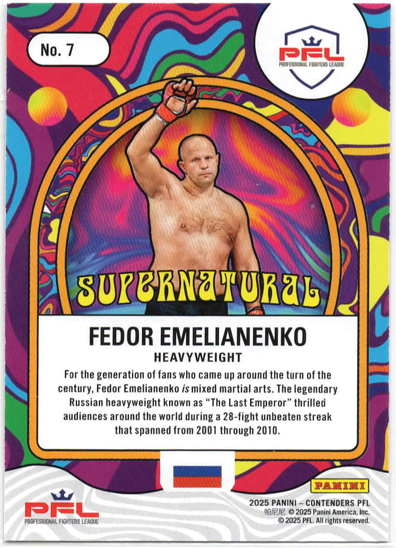 PFL - 2025 Panini Contenders - Fedor Emilianenko - Supernatural SERIALIZED - 19/25 - #7 - Near Mint/Mint