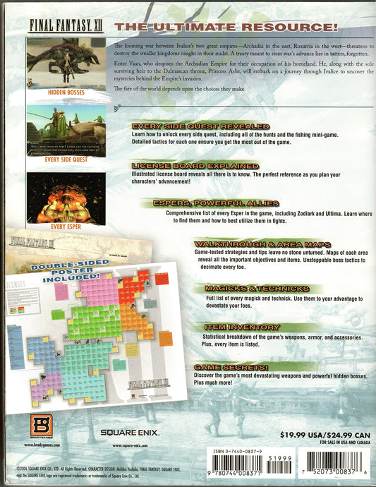 Brady Games - Final Fantasy XII Official Strategy Guide with Poster - 2006 - Very Good Condition