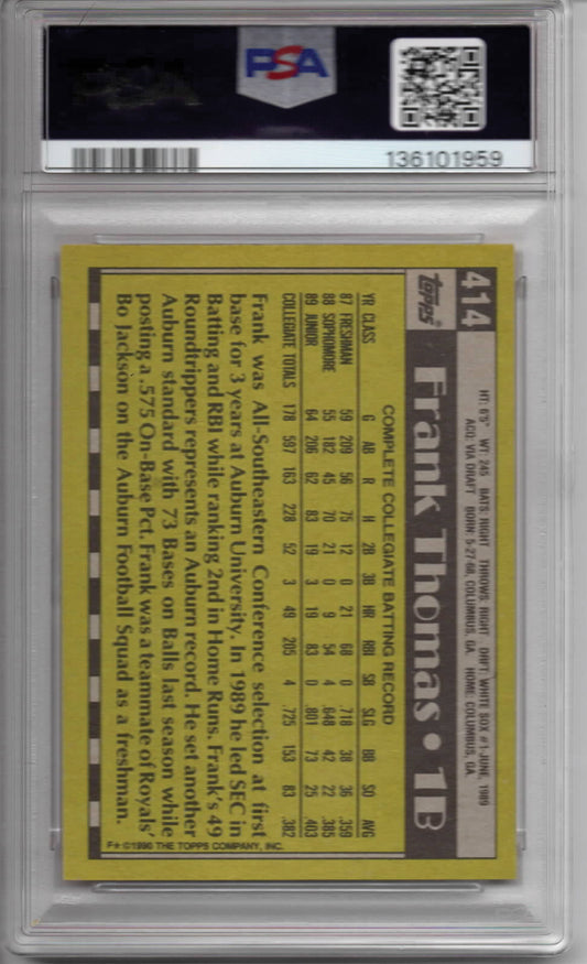 MLB - 1990 Topps - Frank Thomas #1 Draft Pick Rookie Card - #414 - NM - PSA 7