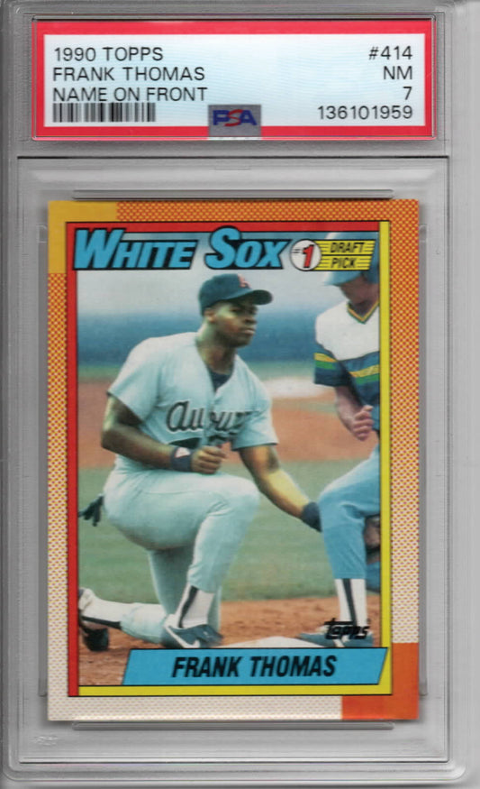 MLB - 1990 Topps - Frank Thomas #1 Draft Pick Rookie Card - #414 - NM - PSA 7