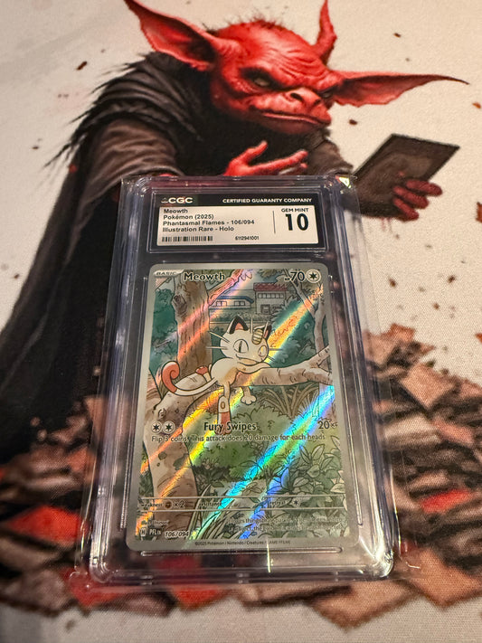 Pokemon TCG - Meowth - 2025 Phantasmal Flames - Illustration Rare #106/094 - GEM MINT - CGC 10