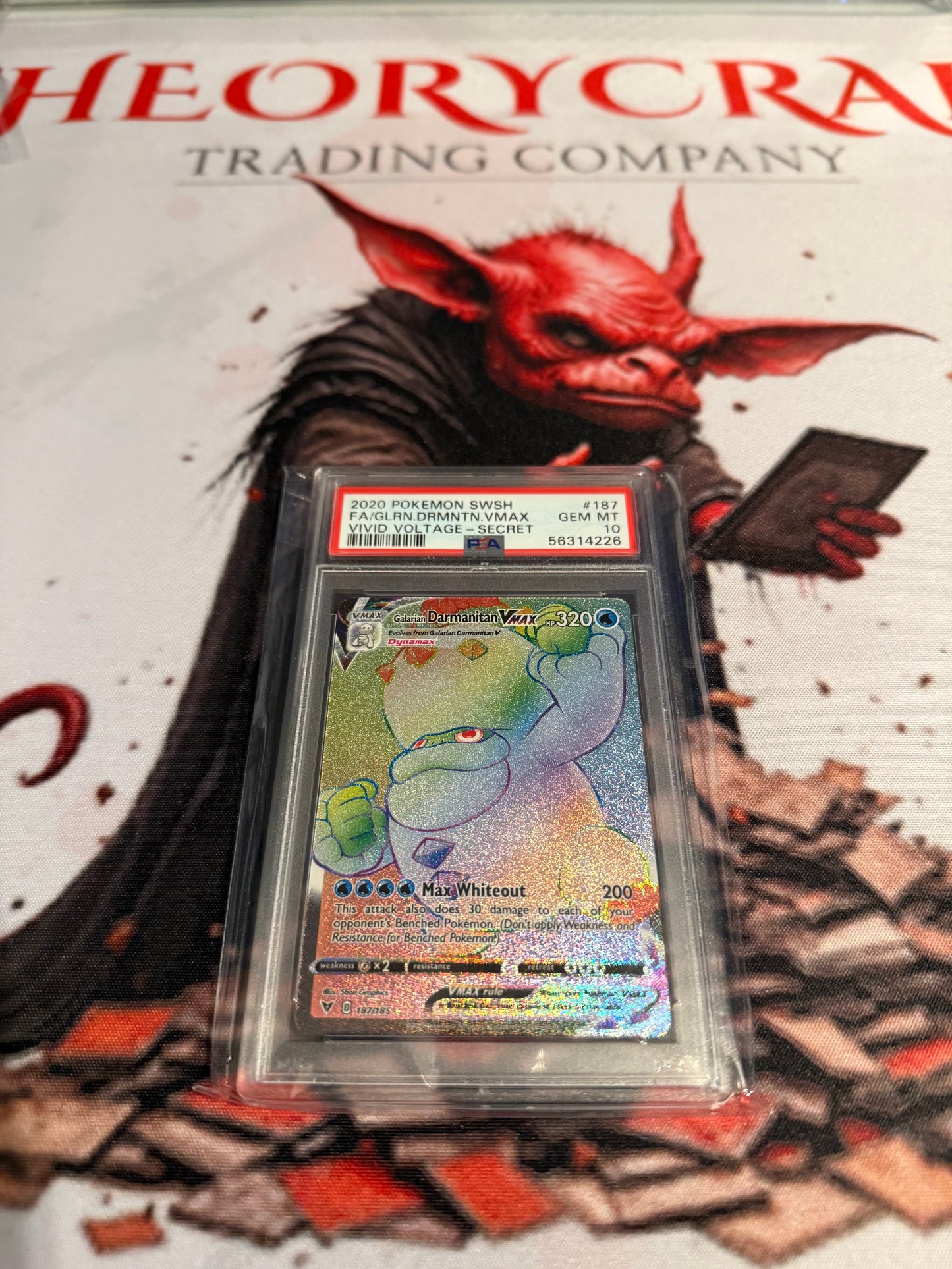 Pokemon TCG - 2020 Sword & Shield - Galarian Darmanitan VMAX Vivid Voltage Secret - #187/185 - GEM MINT - PSA 10