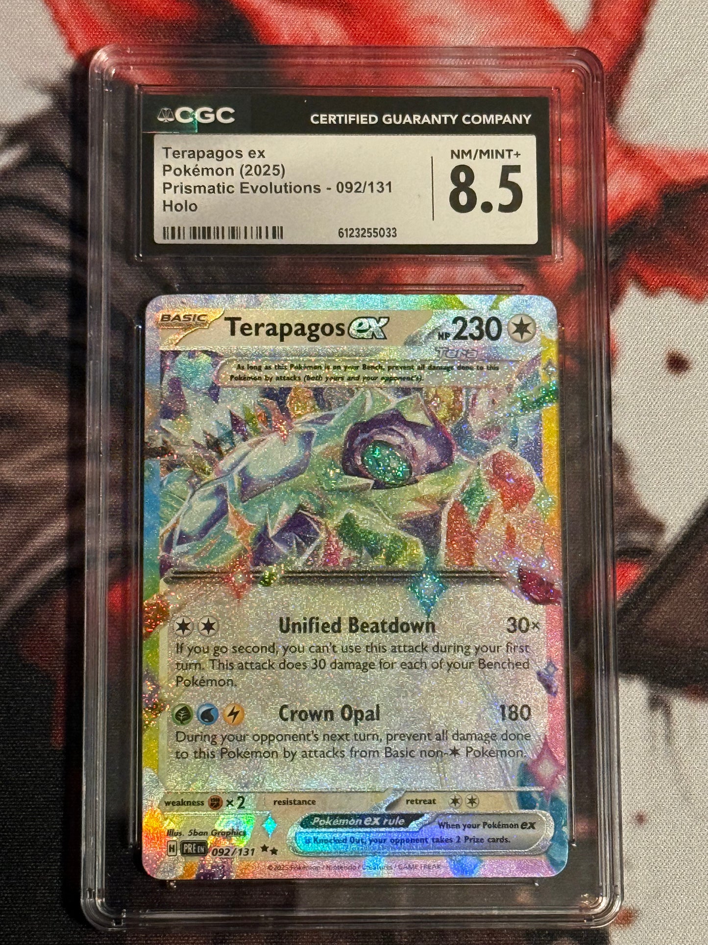 Pokemon TCG - 2025 Prismatic Evolutions - Terapagos ex - #092/131 - NM/M+ CGC 8.5