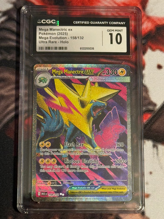Pokemon TCG - 2025 Mega Evolution - Mega Manectric ex Ultra Rare - #158/132 - GEM MINT - CGC 10
