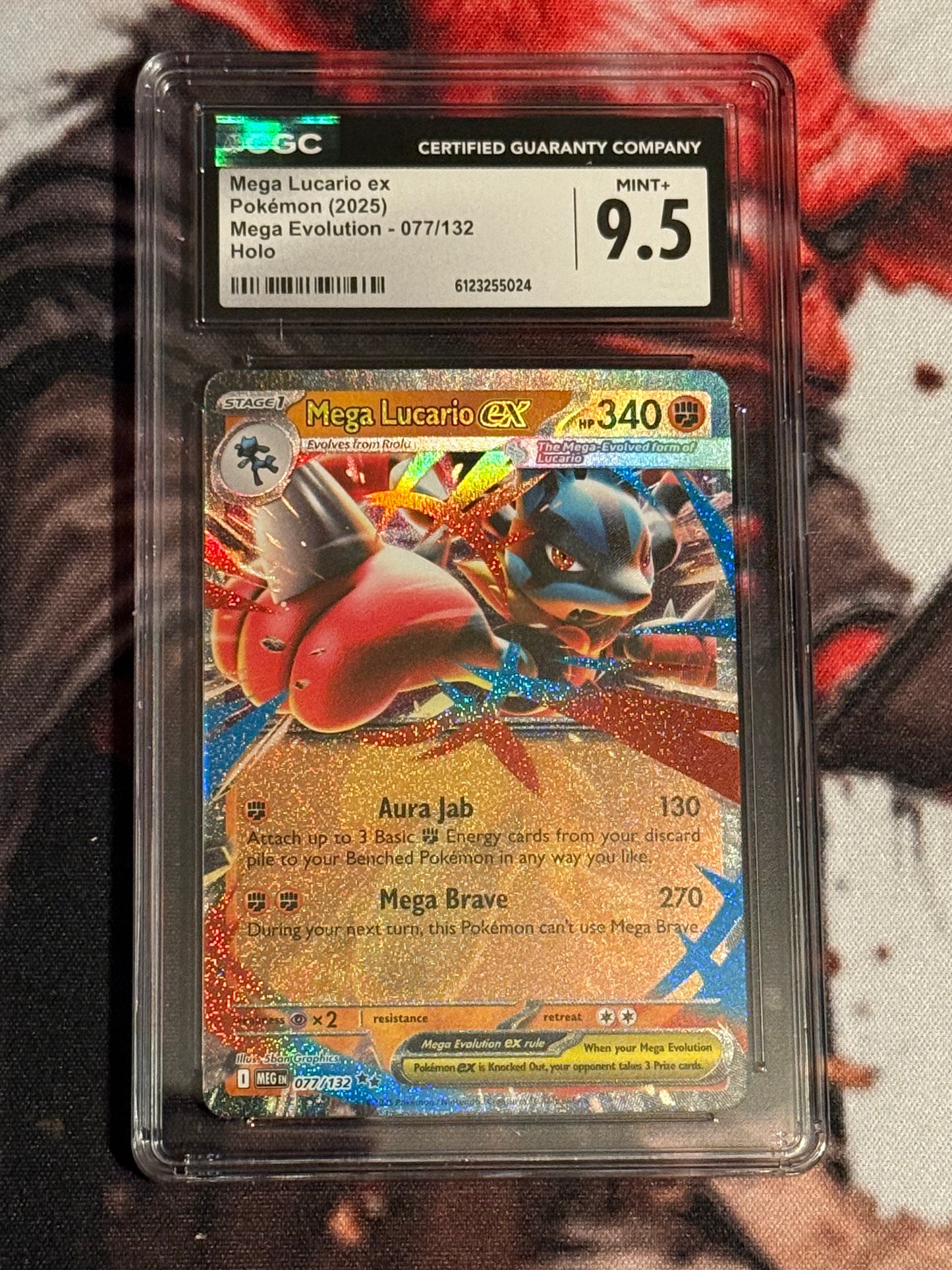 Pokemon TCG - 2025 Mega Evolution - Mega Lucario ex - #077/132 - MINT+ CGC 9.5