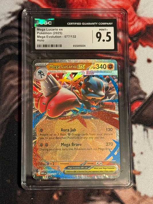 Pokemon TCG - 2025 Mega Evolution - Mega Lucario ex - #077/132 - MINT+ CGC 9.5