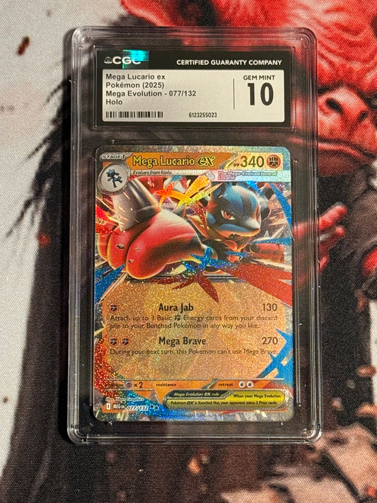 Pokemon TCG - 2025 Mega Evolution - Mega Lucario ex - #077/132 - GEM MINT - CGC 10