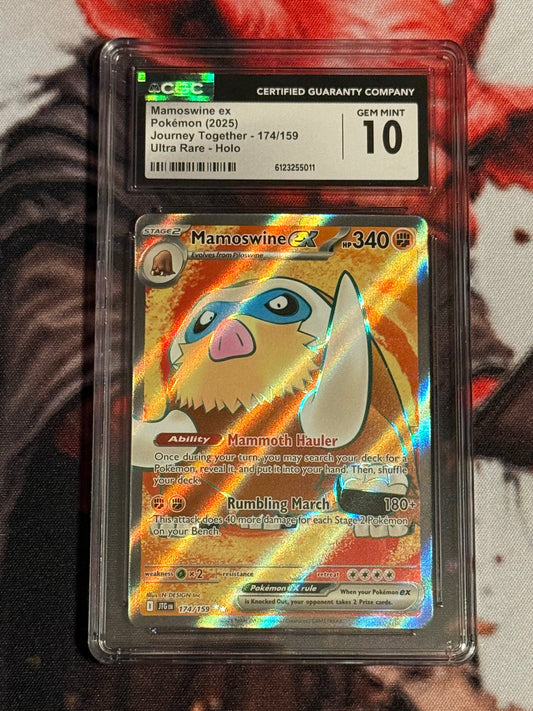 Pokemon TCG - 2025 Journey Together - Mamoswine ex Ultra Rare - #174/159 - GEM MINT - CGC 10