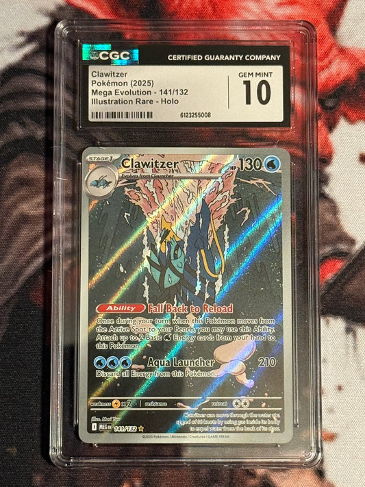 Pokemon TCG - 2025 Mega Evolution - Clawitzer Illustration Rare - #141/132 - GEM MINT - CGC 10