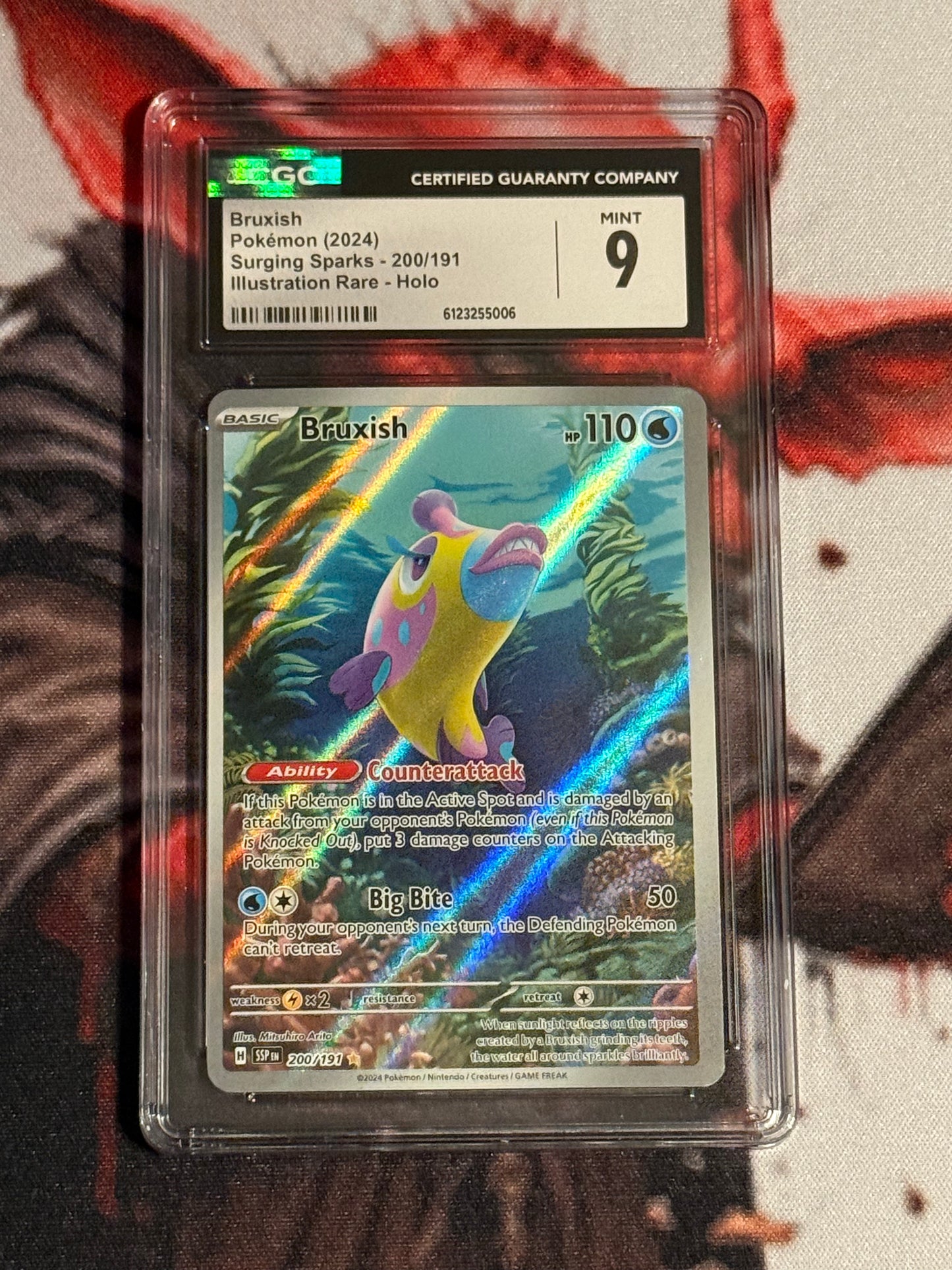 Pokemon TCG - 2024 Surging Sparks - Bruxish Illustration Rare - #200/191 - MINT - CGC 9