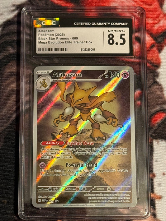 Pokemon TCG - 2025 Black Star Promo - Alakazam - 009 - NM/M+ CGC 8.5