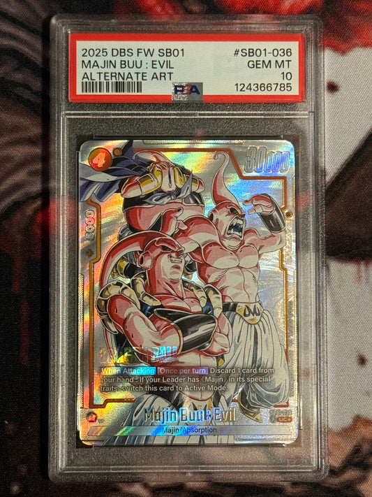 Dragon Ball Super Card Game - 2025 Fusion World - Majin Buu Evil Alternate Art - #SB01-036 - GEM MINT - PSA 10