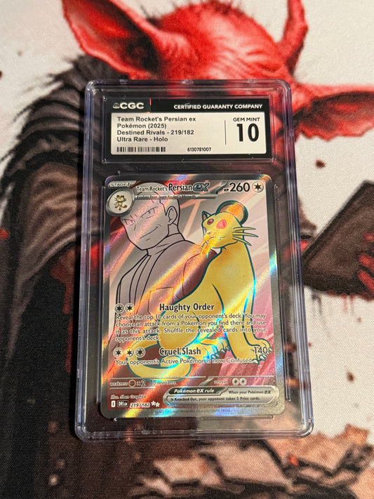 Pokemon TCG - 2025 Destined Rivals - Team Rocket's Persian ex Ultra Rare - #219/182 - GEM MINT - CGC 10