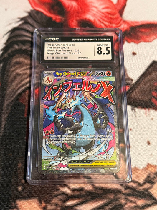 Pokemon TCG - Mega Charizard X ex - 2025 Black Star PROMO - #023 - NM/M+ - CGC 8.5