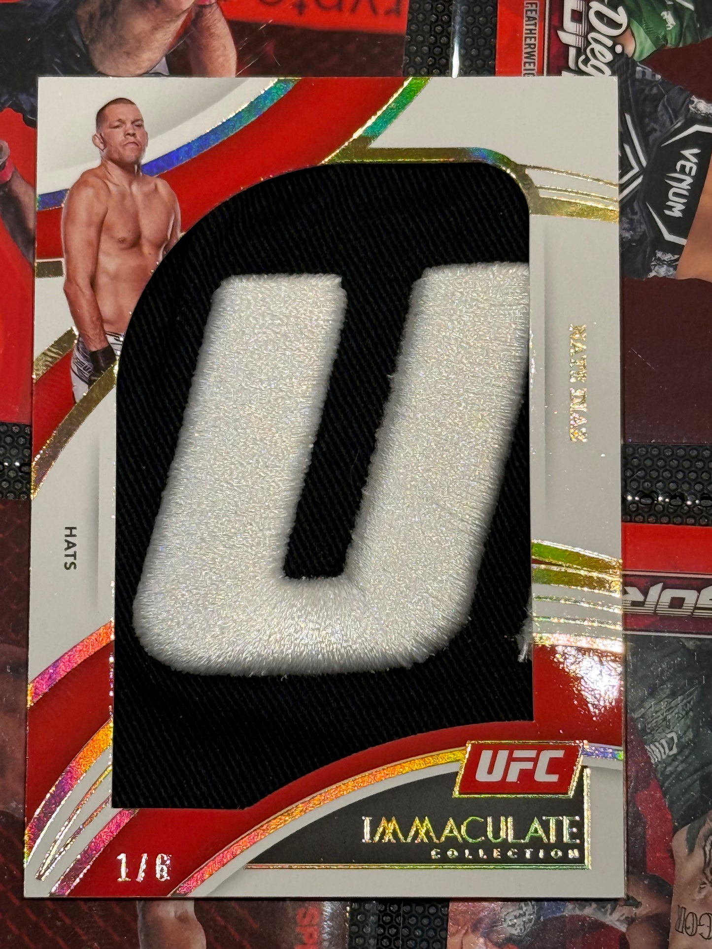 UFC - 2022 Panini Immaculate Collection - Nate Diaz - SERIALIZED HATS RELIC BOOKEND 1/6 - #JM-209 - M/NM+
