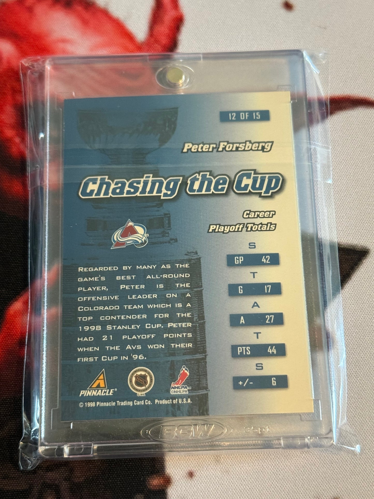 NHL - 1998 Pinnacle Zenith - Peter Forsberg Chasing the Cup - 12 of 15 - NM/M