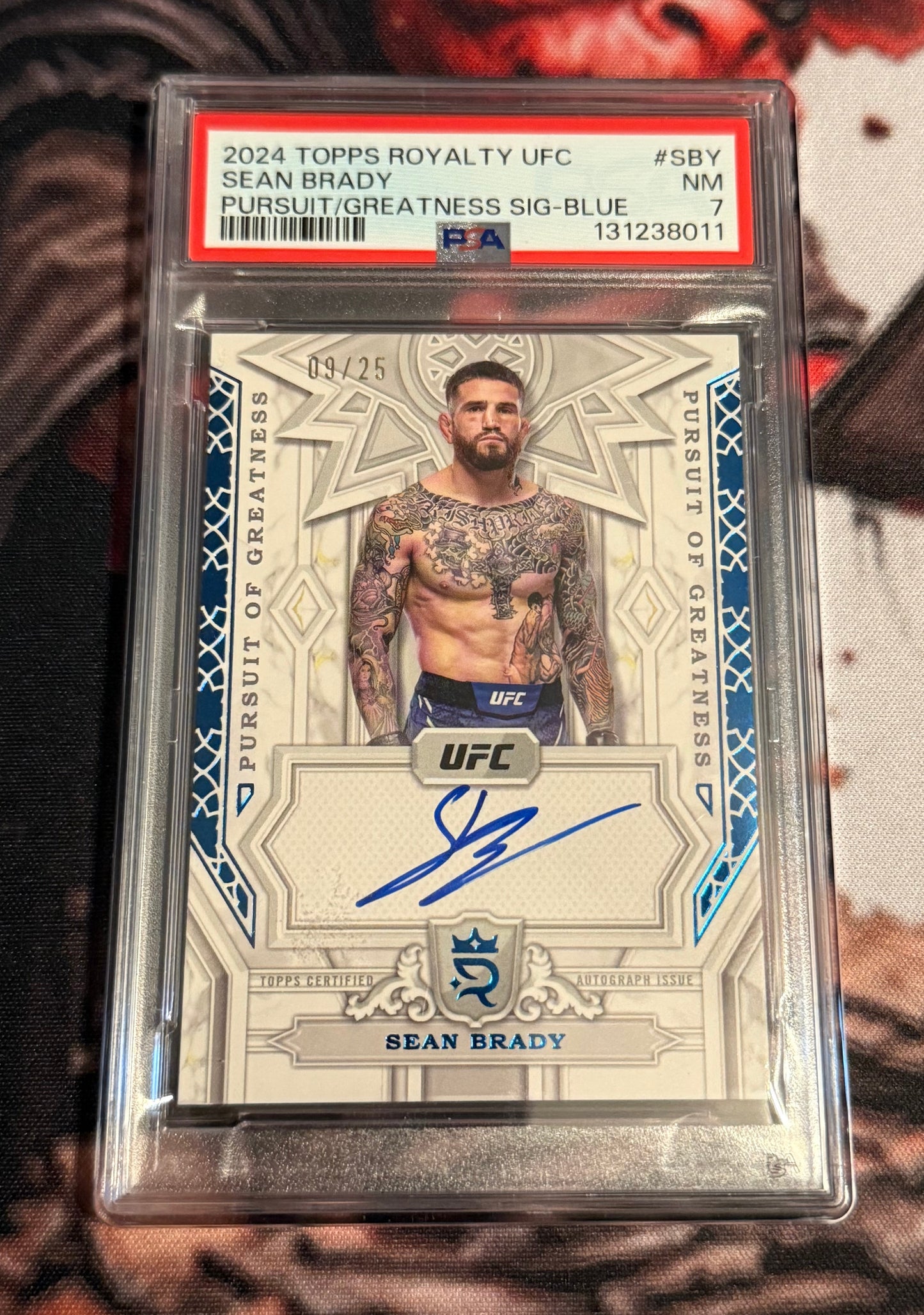 UFC - 2024 Topps Royalty - Sean Brady Pursuit of Greatness - SERIALIZED AUTO /25 - #PGS-SBYP - PSA 7