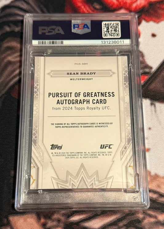 UFC - 2024 Topps Royalty - Sean Brady Pursuit of Greatness - SERIALIZED AUTO /25 - #PGS-SBYP - PSA 7