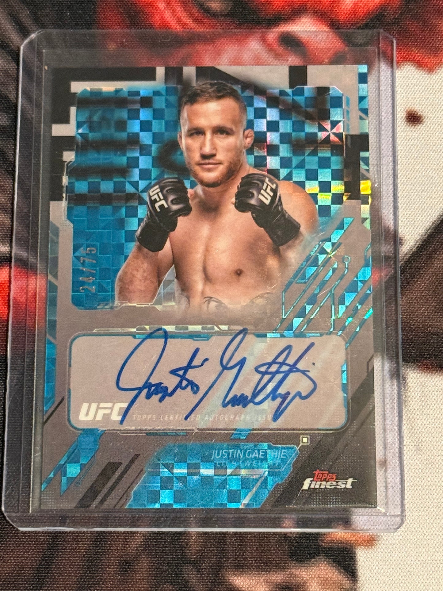 UFC - 2025 Topps Finest - Justin Gaethje Finest Auto Blue Checkerboard /75 - #TFA-JG - Mint