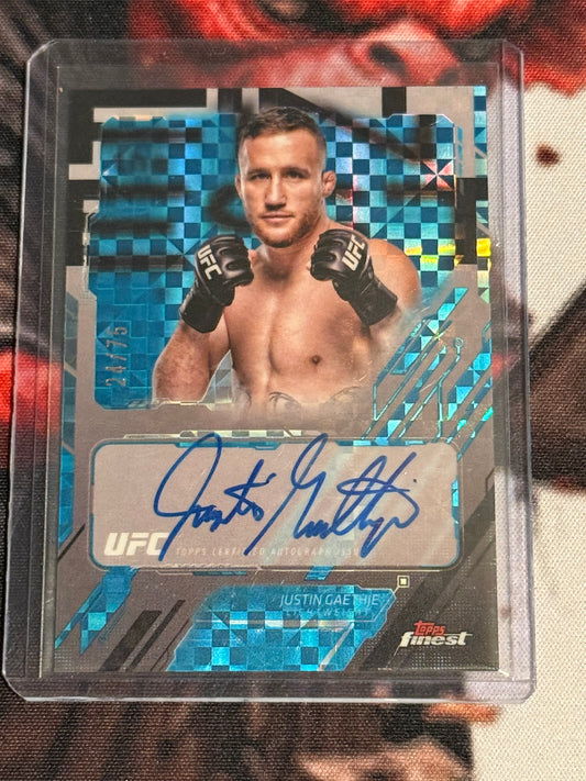 UFC - 2025 Topps Finest - Justin Gaethje Finest Auto Blue Checkerboard /75 - #TFA-JG - Mint
