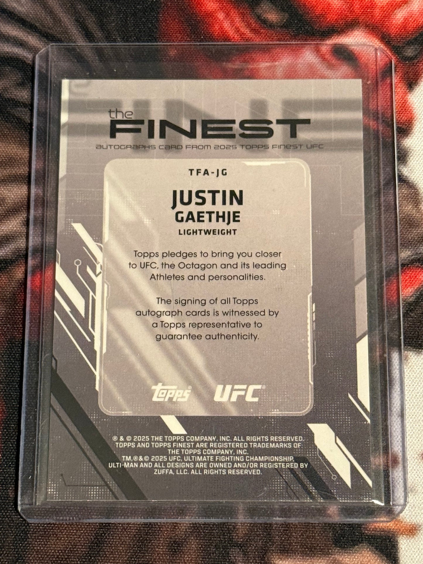 UFC - 2025 Topps Finest - Justin Gaethje Finest Auto Blue Checkerboard /75 - #TFA-JG - Mint