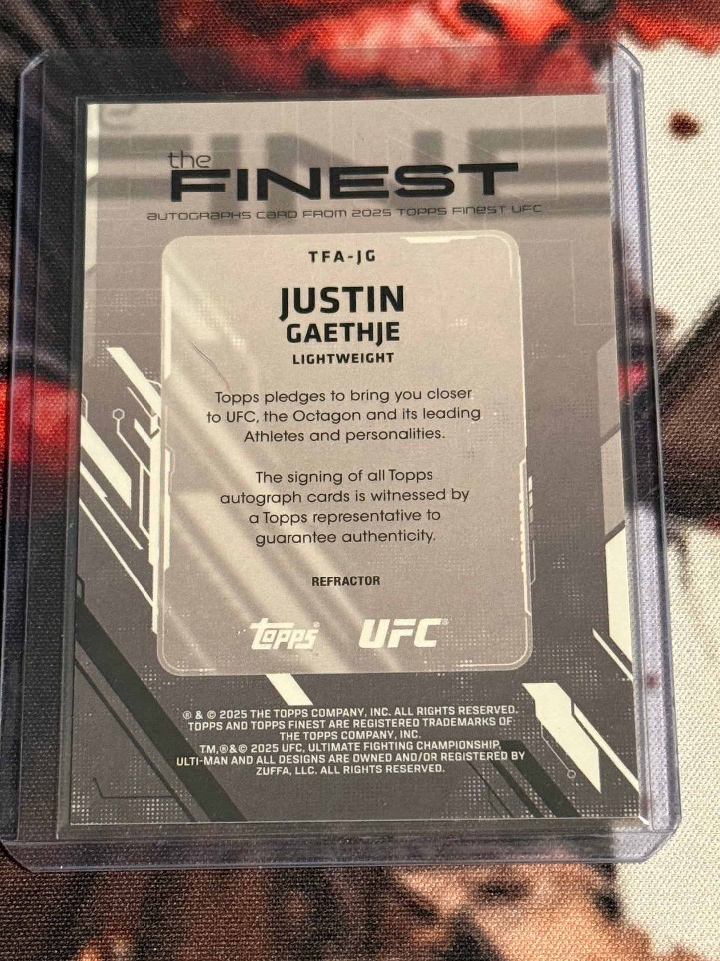 UFC - 2025 Topps Finest - Justin Gaethje Finest Autograph - #TFA-JG - Mint