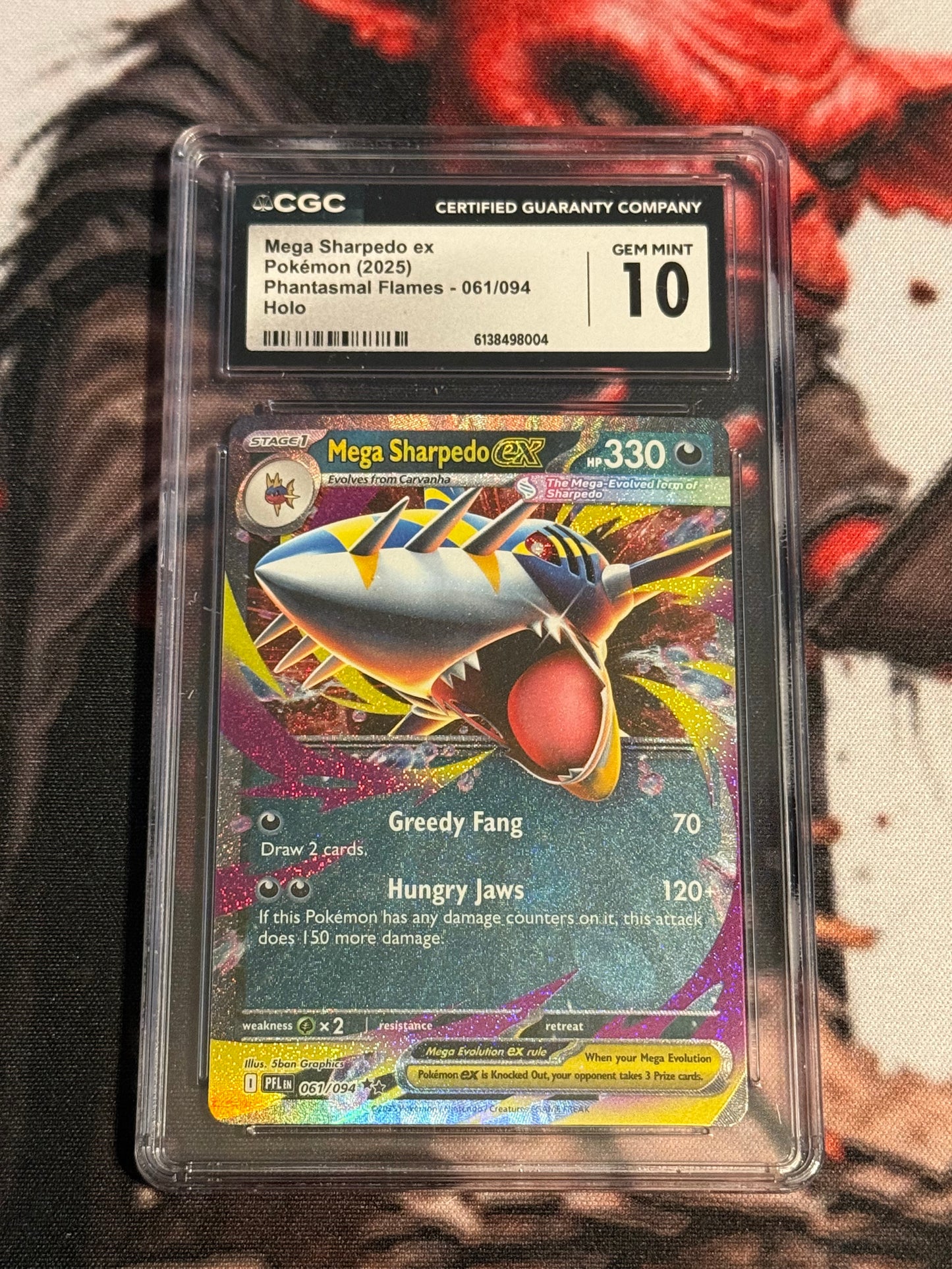 Pokemon TCG - Mega Sharpedo ex - 2025 Phantasmal Flames Holo - #061/094 - GEM MINT - CGC 10