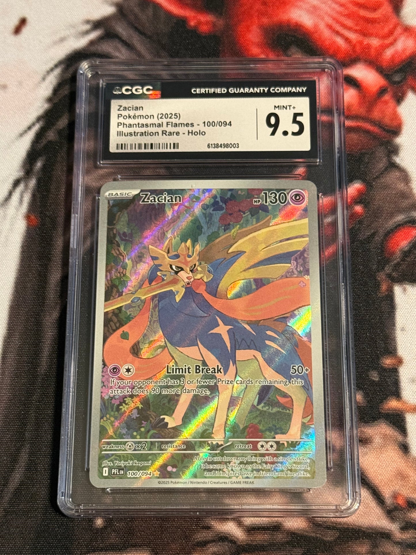 Pokemon TCG - 2025 Phantasmal Flames - Zacian Illustration Rare - #100/094 - Mint+ CGC 9.5