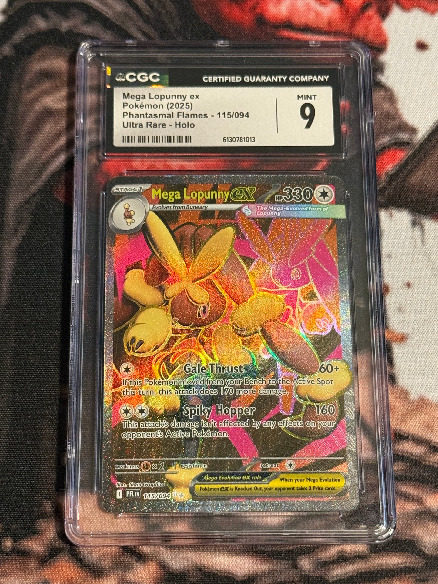 Pokemon TCG - 2025 Phantasmal Flames - Mega Lopunny ex Ultra Rare - #115/094 - Mint - CGC 9