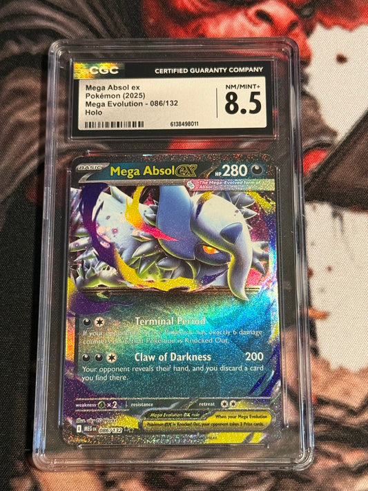 Pokemon TCG - 2025 Mega Evolution - Mega Absol ex - #086/132 - NM/M+ CGC 8.5